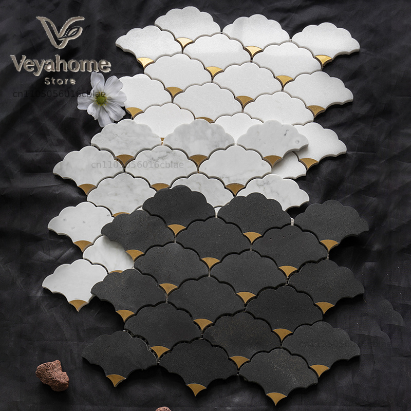 Home Bathroom Tiles Design - بلاط فسيفساء رخامي طبيعي بتصميم جديد،