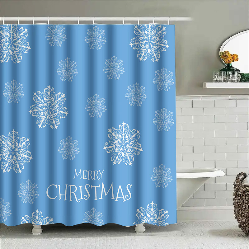 Home Bathroom Ideas - عيد الميلاد دش الستار ندفة الثلج