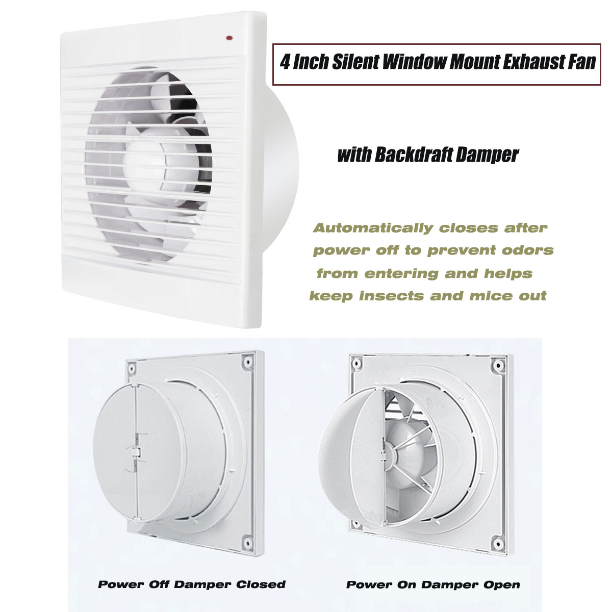 Home Bathroom Vent - مروحة عادم صامتة مقاس 4 بوصات