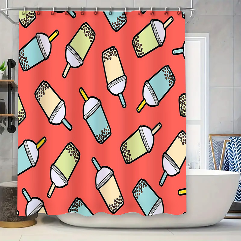 Home Bathroom Ideas - ستارة حمام فريدة بتصميم شاي الفقاعات،
