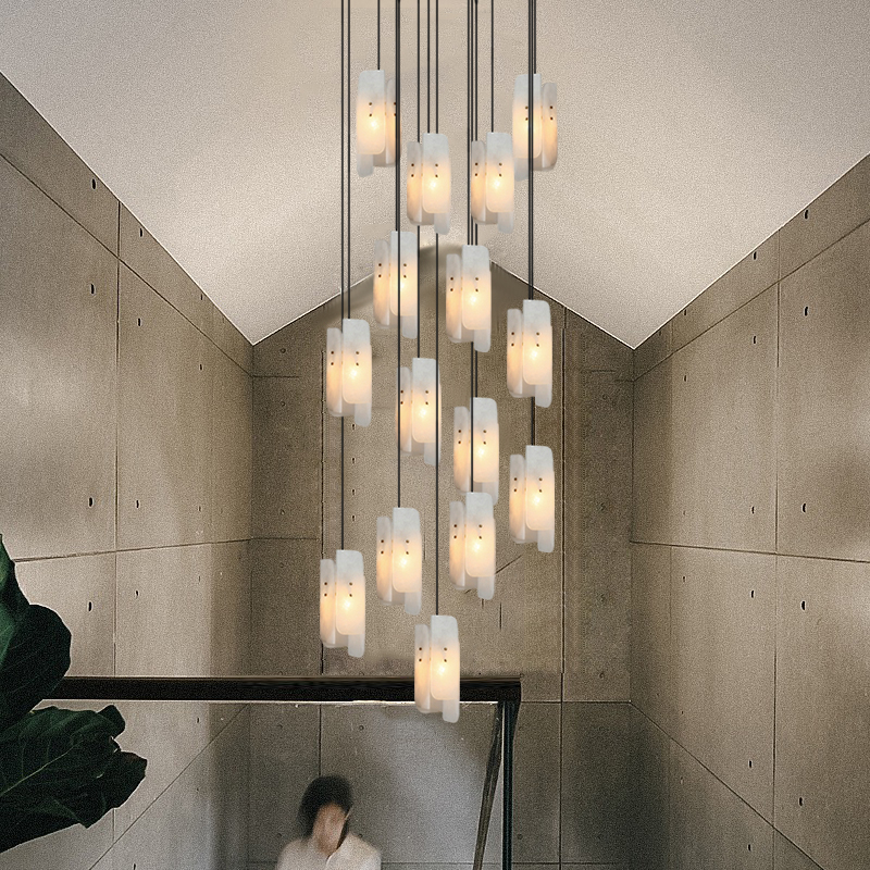 Home Bathroom Lighting Design - ثريا رخامية نحاسية كاملة بإضاءة LED