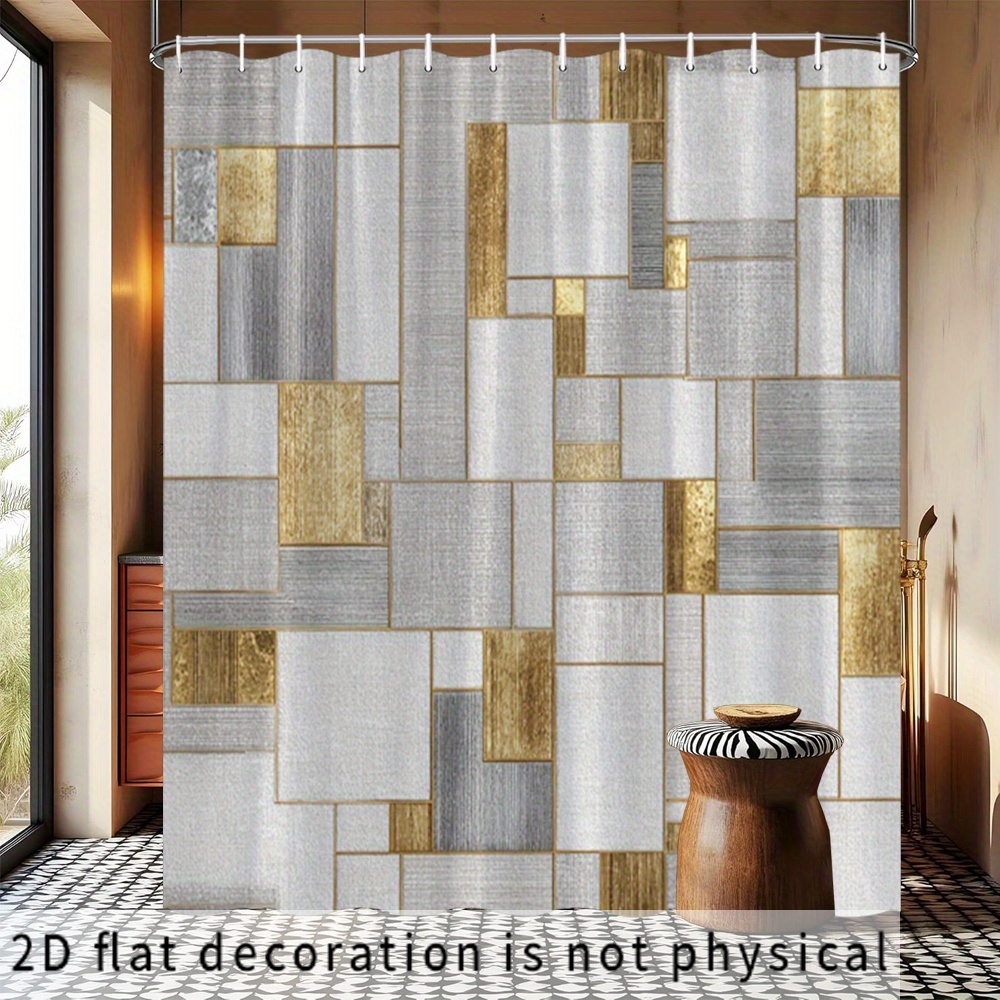 Home Bathroom Tiles Design - ستارة حمام مقاومة للماء بتصميم هندسي