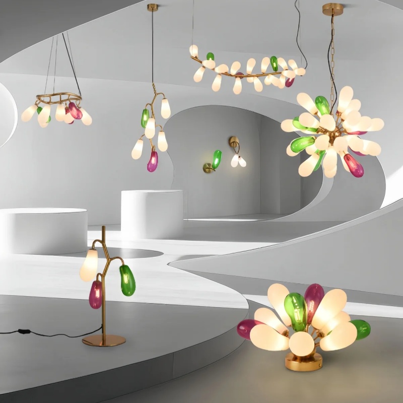 ثريا زجاجية ملونة بتصميم عصري  - مراجعة Home Bathroom Lighting Design وسعره