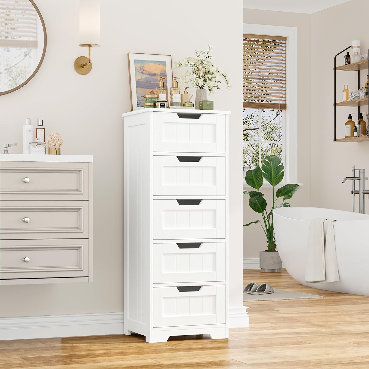 خزانة تخزين حمام قائمة بذاتها، - مراجعة Home Bathroom Organizer وسعره