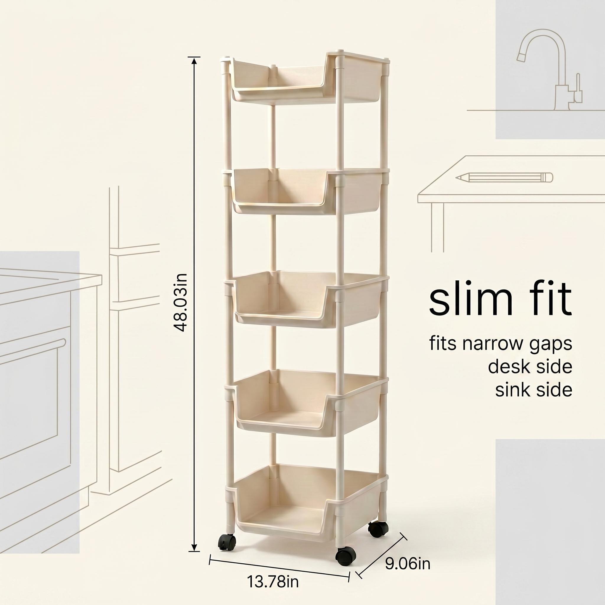 عربة تخزين نحيفة بخمسة طبقات م - مراجعة Home Bathroom Organizer وسعره