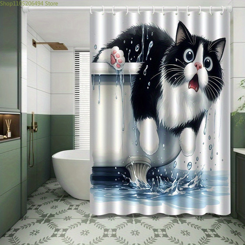 ستارة حمام بتصميم قطة مضحكة تق - مراجعة Home Bathroom Ideas وسعره