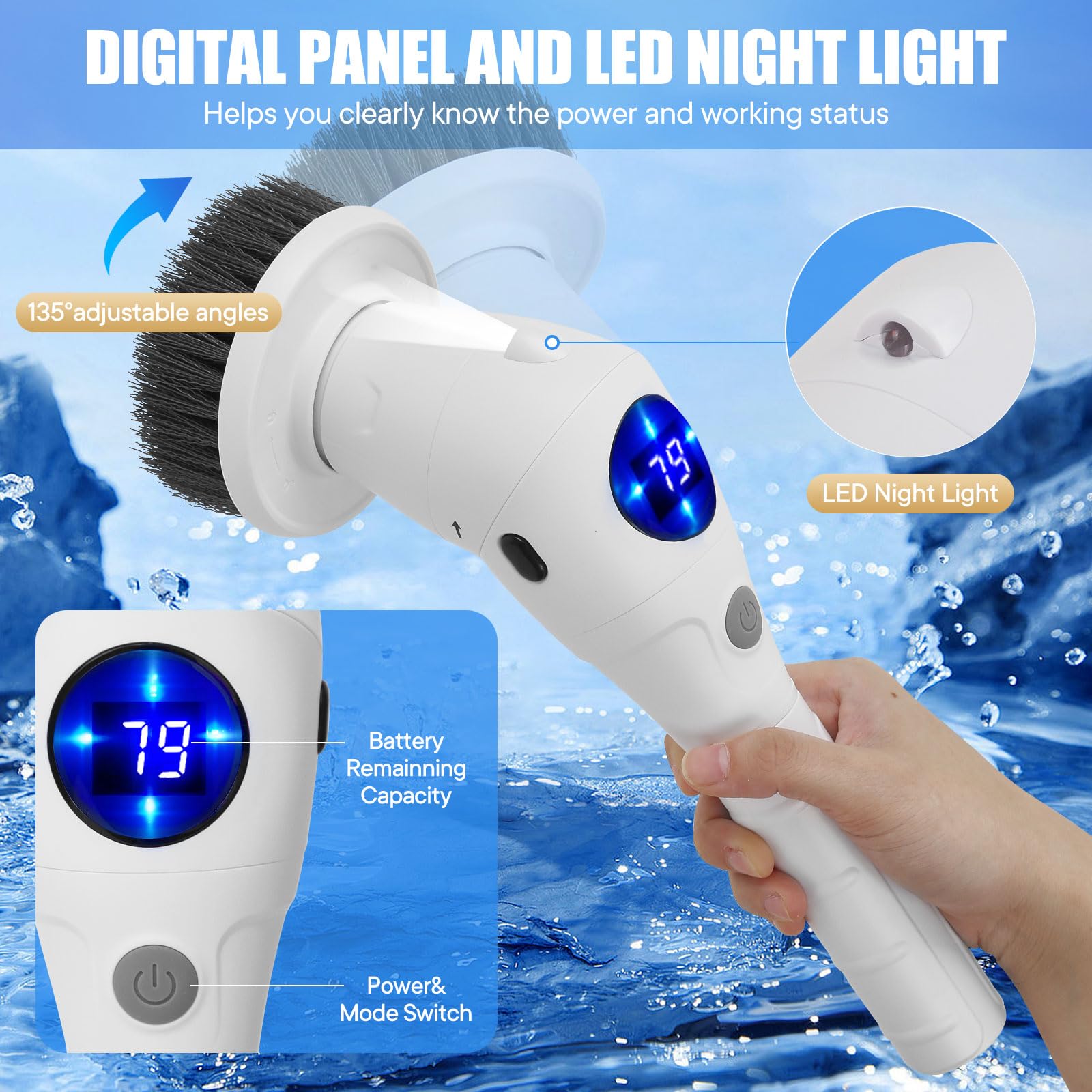 فرشاة تنظيف دوارة كهربائية مع  - مراجعة Home Bathroom Cleaning Machine وسعره