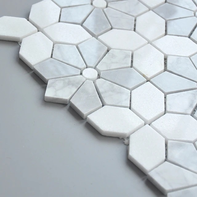 بلاط رخام فسيفسائي أبيض مختلط  - مراجعة Home Bathroom Tiles Design وسعره