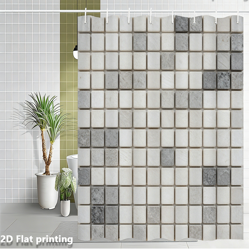 ستارة حمام كبيرة بطباعة بلاط ا - مراجعة Home Bathroom Tiles Design وسعره