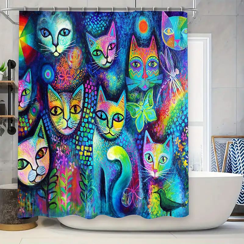 القط دش الستار الفني الحيوان ع - مراجعة Home Bathroom Ideas وسعره